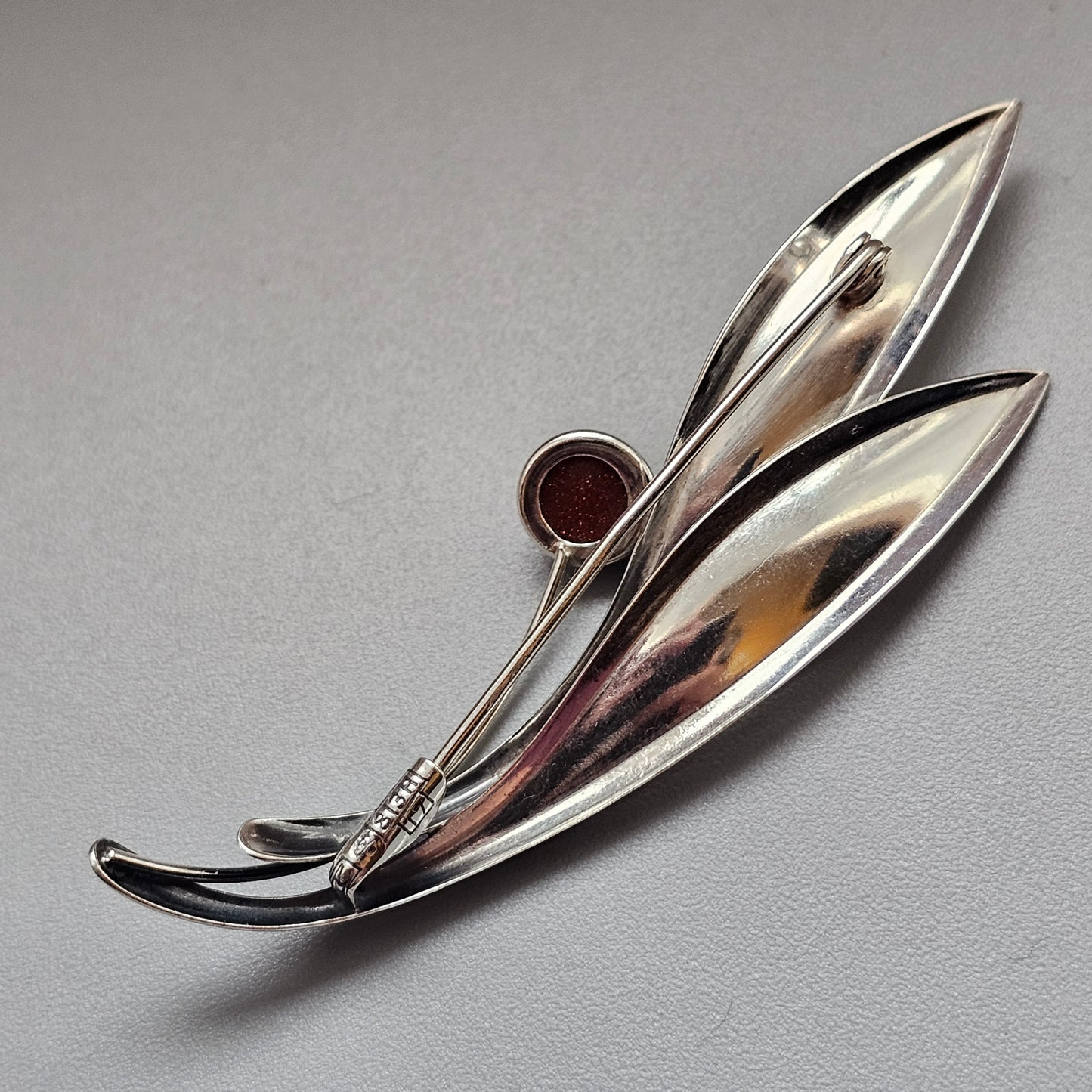 Vintage 60s Modernist Silver Goldstone Flower Brooch Elis Kauppi Kupittaan Kulta 1962