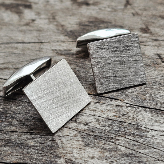 Contemporary Finnish Sterling Silver Modernist Square Cufflinks