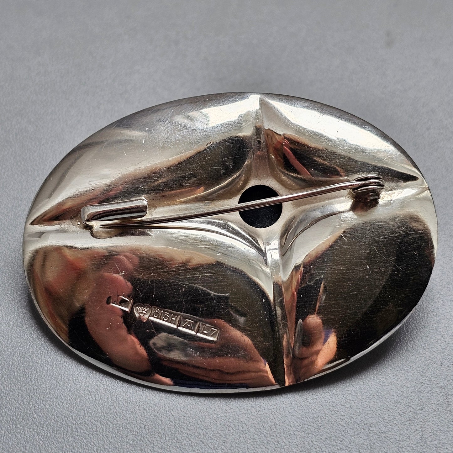 Vintage 1960s Kultaseppä Salovaara Modernist Silver Blue Tiger's Eye Brooch Finland