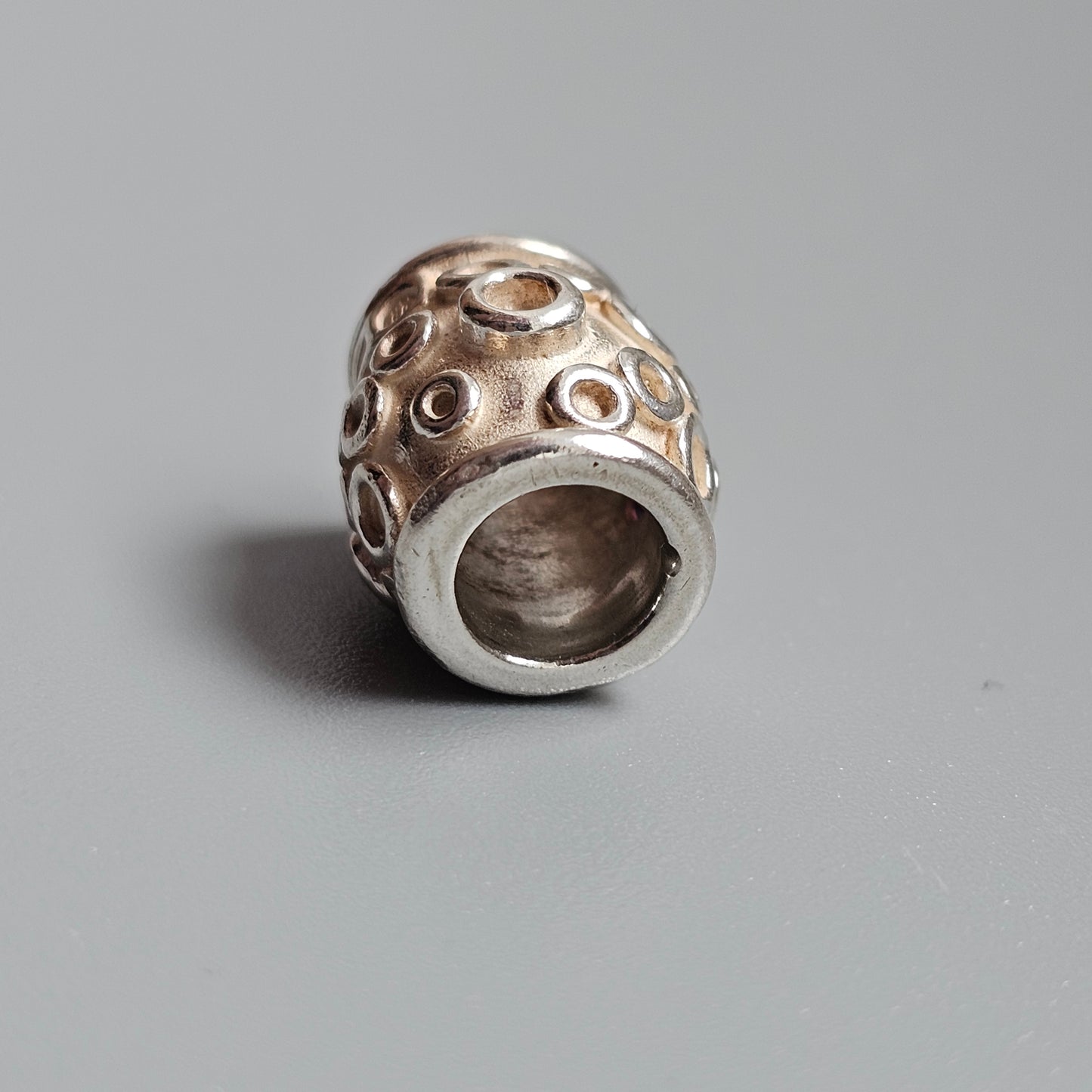 Vintage Kalevala Koru Lapsi Sterling Silver Red Stone Barrel Charm Pendant
