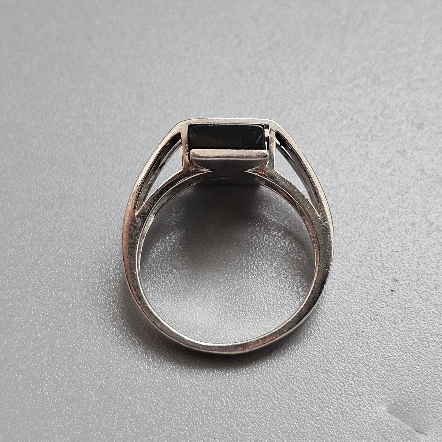 Contemporary Sterling Silver Black Onyx Geometric Modernist Ring