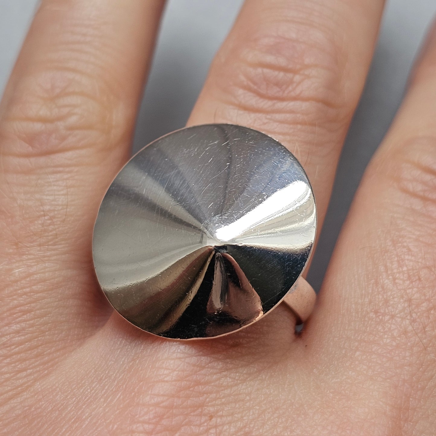 Vintage Sterling Silver Large Conical Modernist Statement Ring
