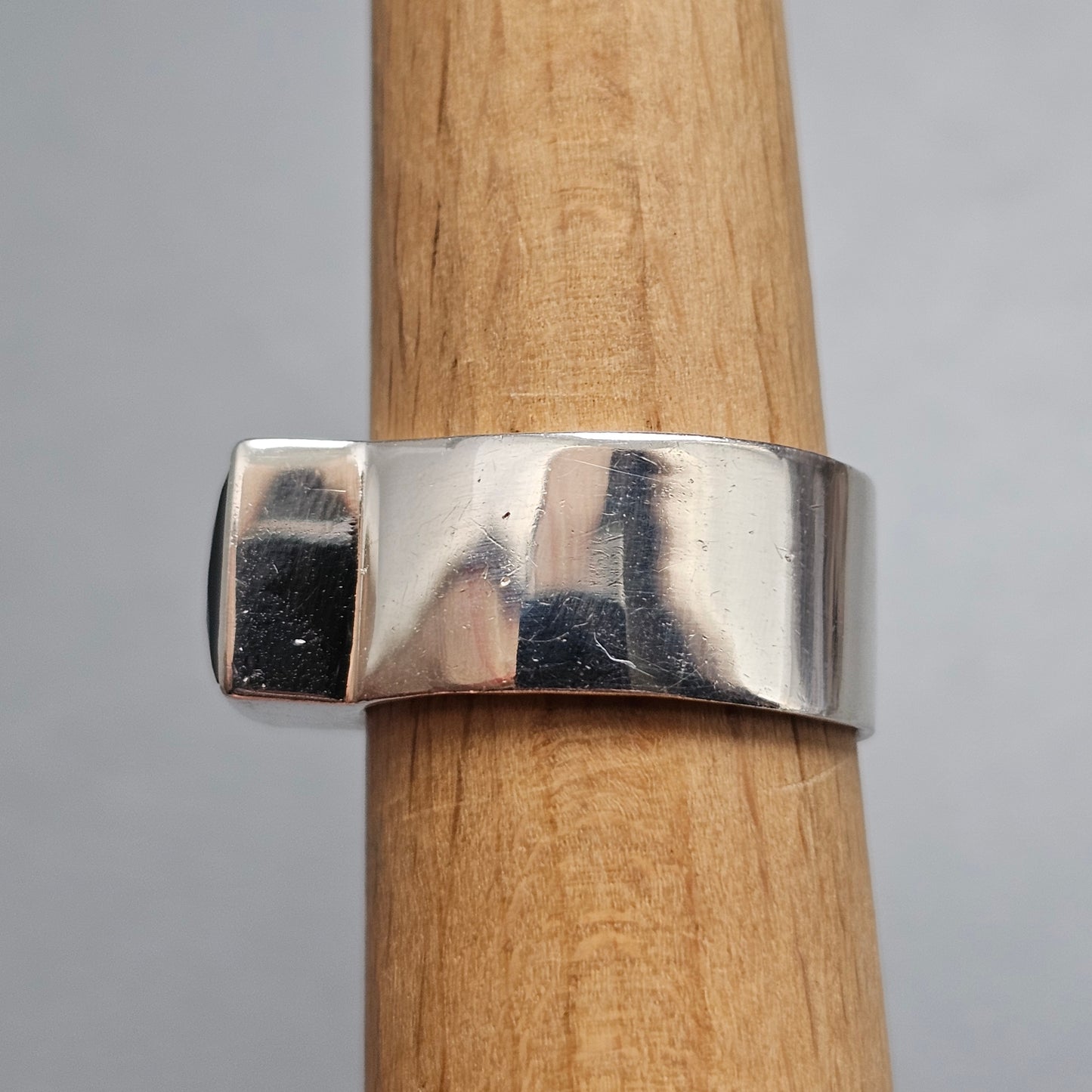 Contemporary Sterling Silver Rectangular Garnet Modernist Statement Ring
