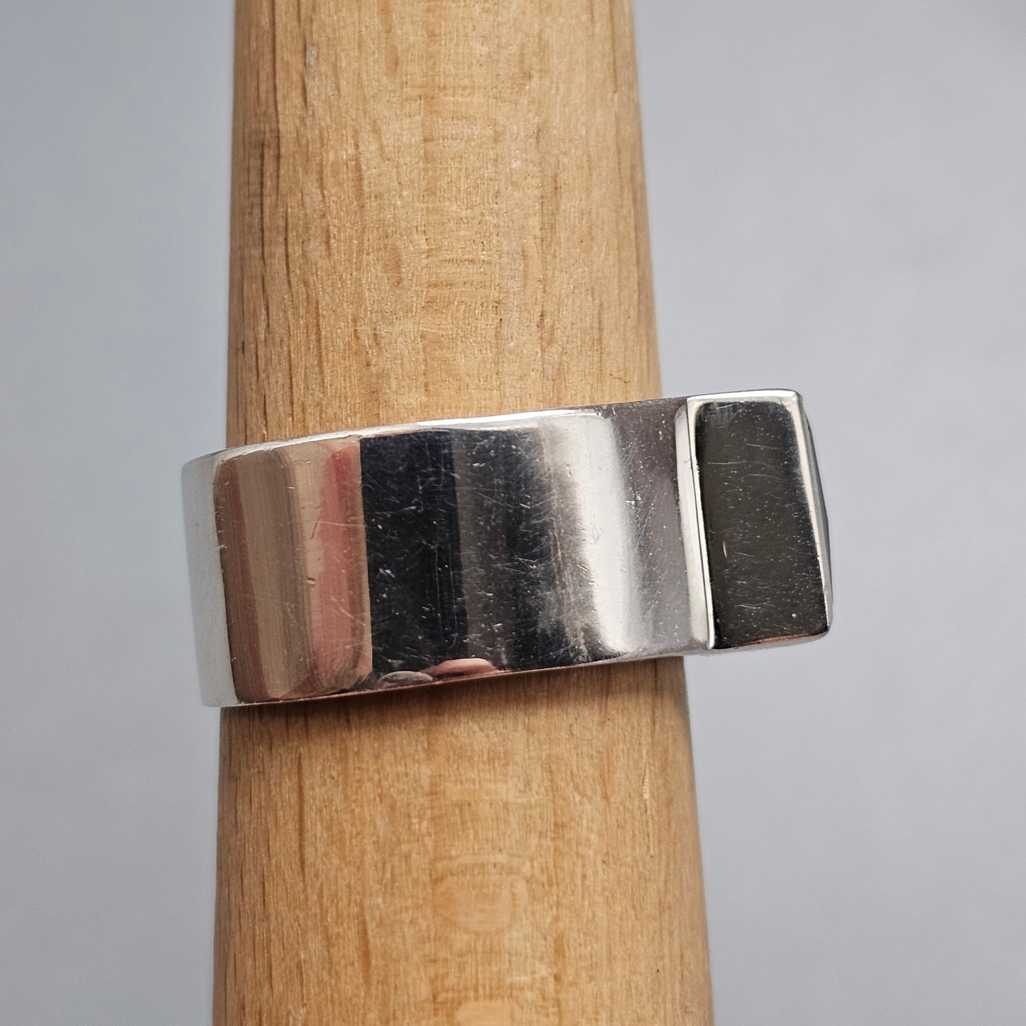 Contemporary Sterling Silver Rectangular Garnet Modernist Statement Ring