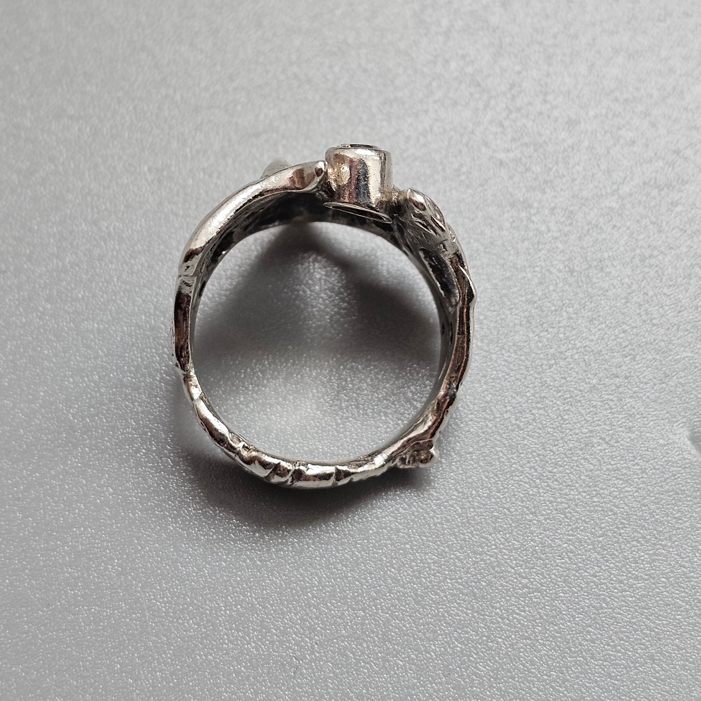 Contemporary Andrei Balašov MASK Sterling Silver Cubic Zirconia Sculptural Ring Estonia