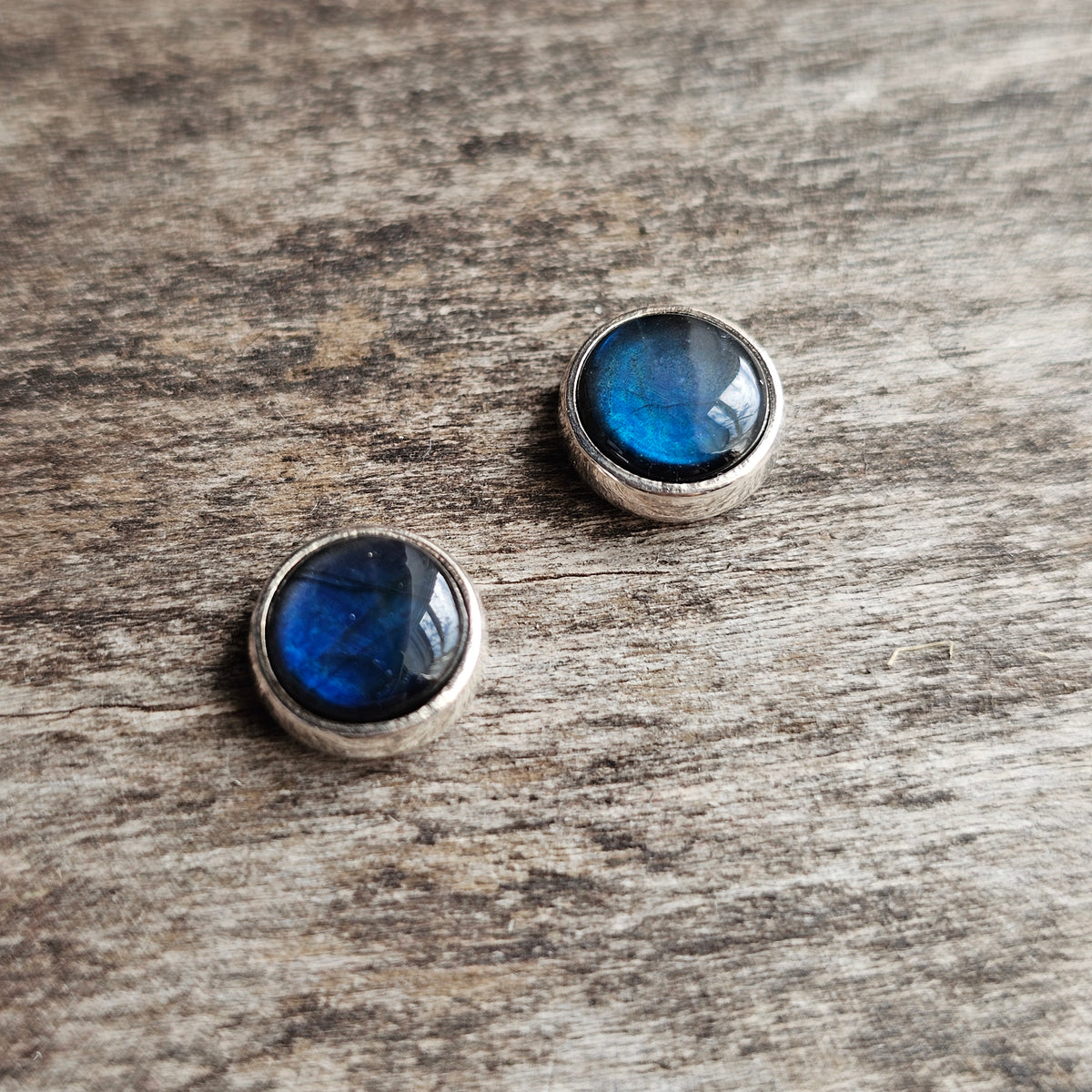 Finnish Sterling Silver Spectrolite Stud Earrings