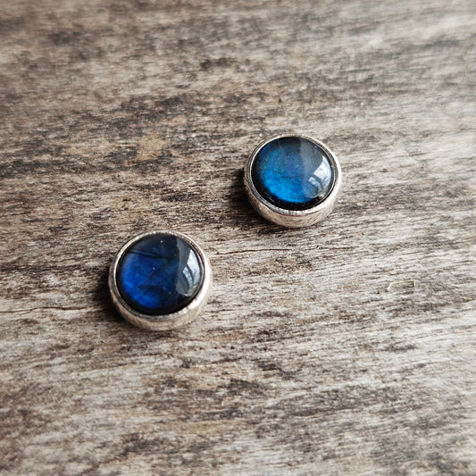 Finnish Sterling Silver Spectrolite Stud Earrings