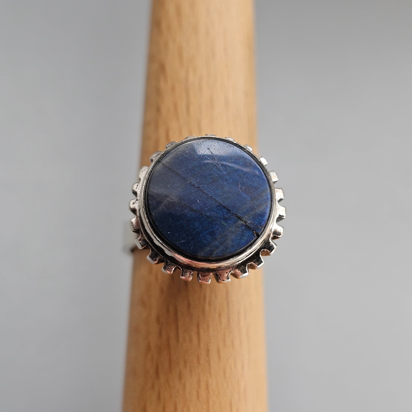 Vintage 1960s Erik Granit Finnish Silver Spectrolite Modernist Ring 1968