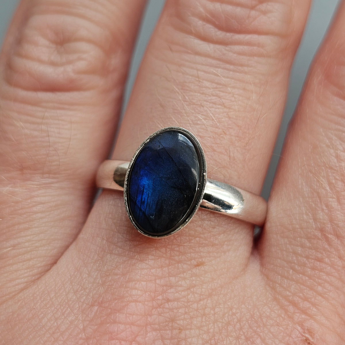 Contemporary Finnish Sterling Silver Spectrolite Ring