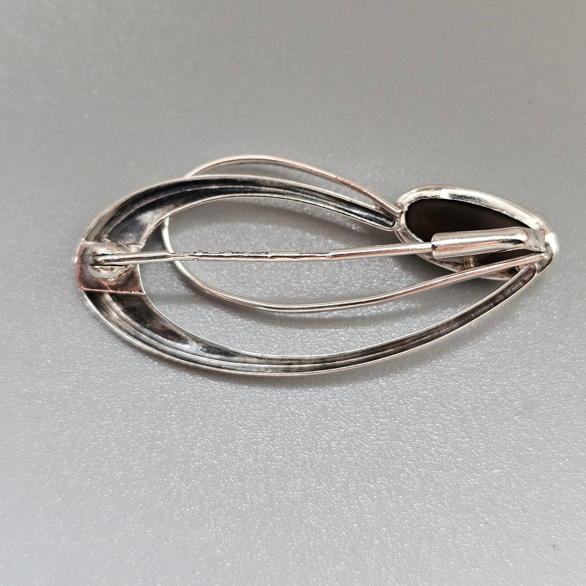 Vintage 1960s Kultaseppä Salovaara Finnish Silver Smoky Quartz Modernist Brooch
