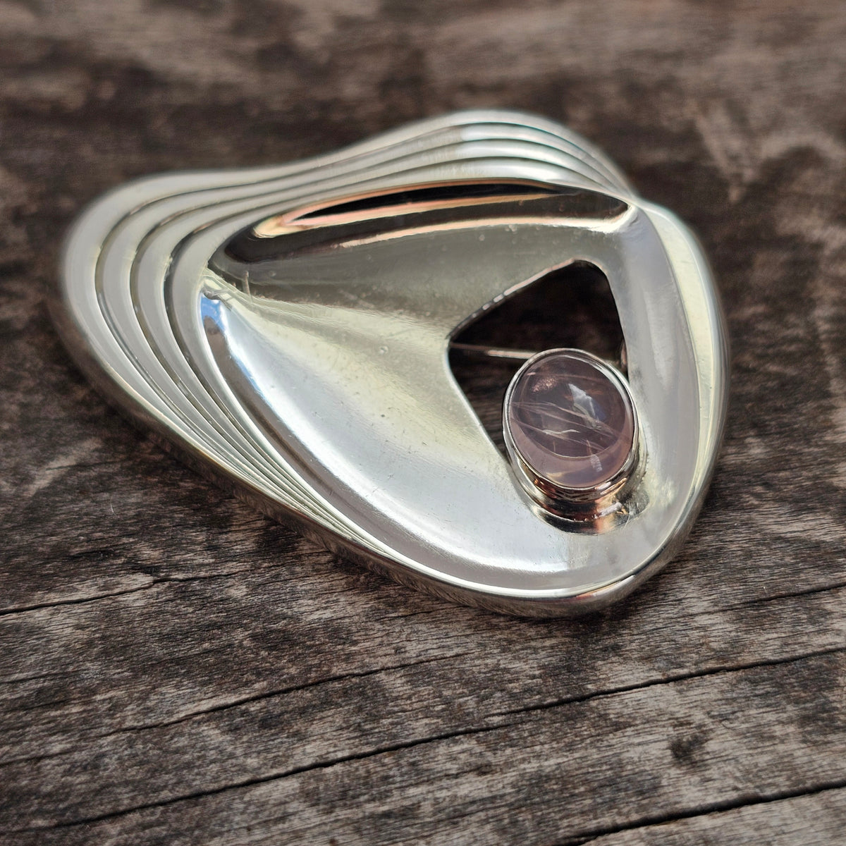 Vintage 1950s German Silver Amethyst Modernist Brooch by Friedrich Speidel