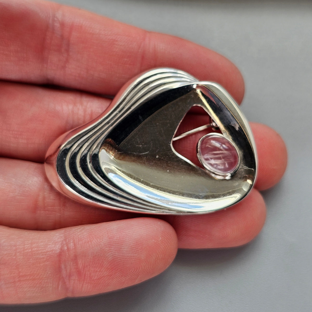 Vintage 1950s German Silver Amethyst Modernist Brooch by Friedrich Speidel