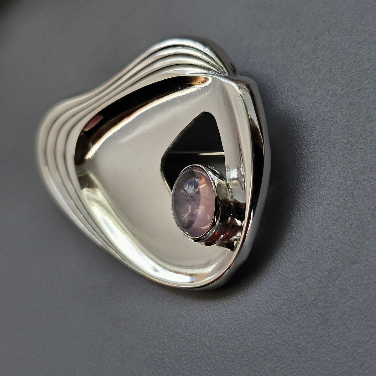 Vintage 1950s German Silver Amethyst Modernist Brooch by Friedrich Speidel