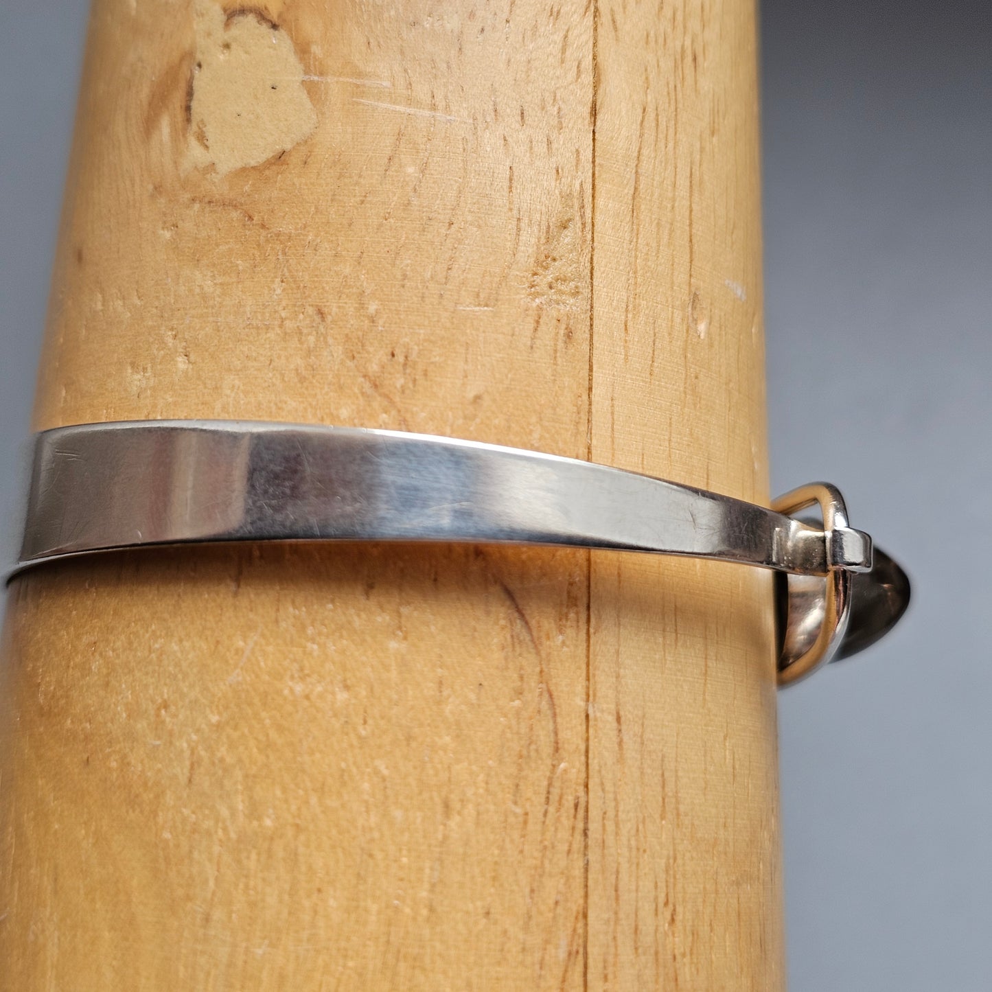 Vintage 1960s Erik Granit Finnish Silver Smoky Quartz Modernist Bangle