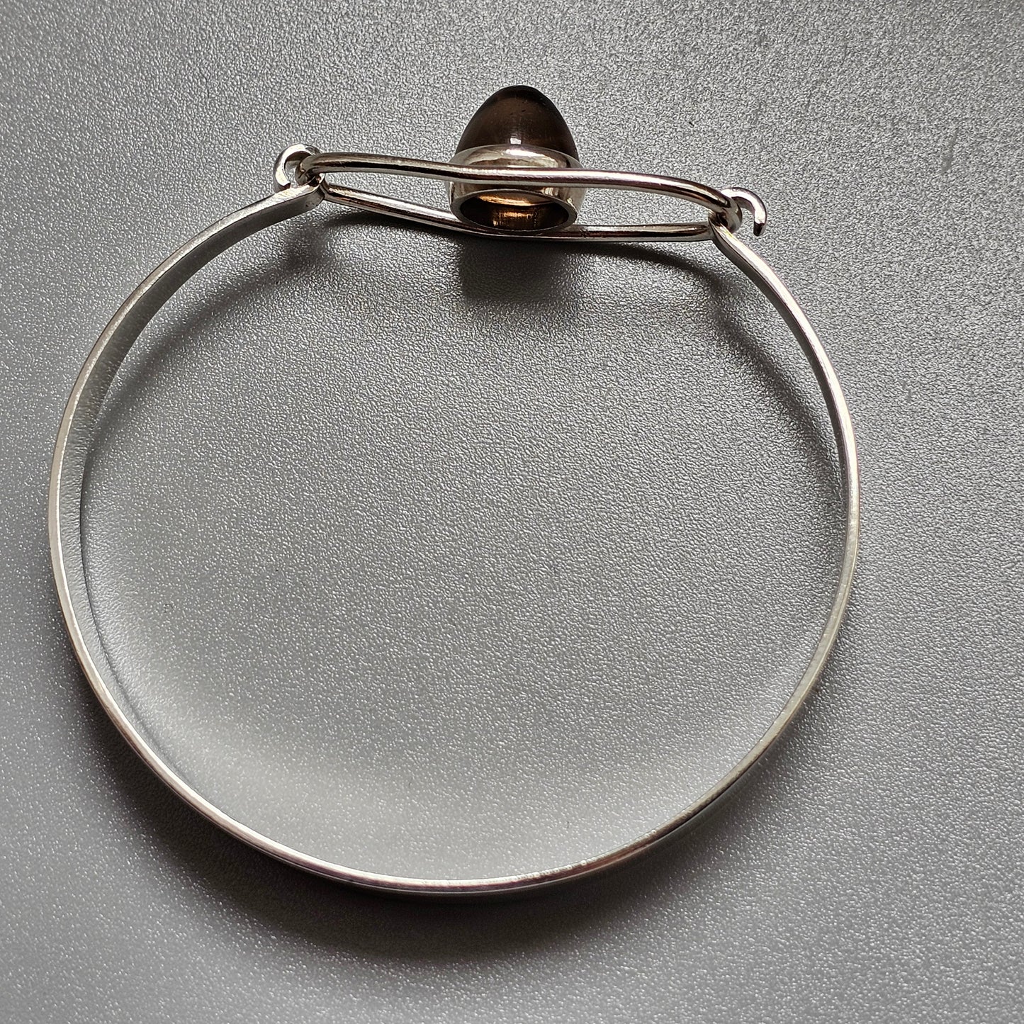 Vintage 1960s Erik Granit Finnish Silver Smoky Quartz Modernist Bangle