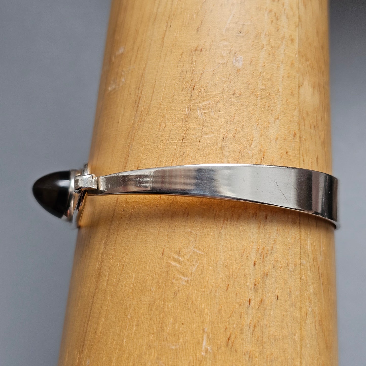 Vintage 1960s Erik Granit Finnish Silver Smoky Quartz Modernist Bangle