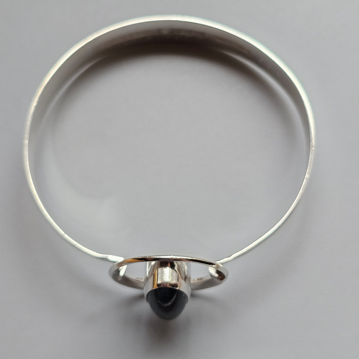 Vintage 1960s Erik Granit Finnish Silver Blue Tiger's Eye Modernist Bangle 1962