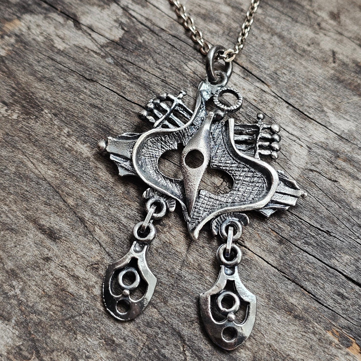 Vintage 1970s Juhani Vuorisalmi Finnish Pewter Modernist Pendant Necklace