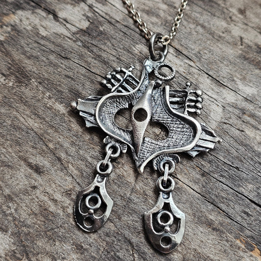 Vintage 1970s Juhani Vuorisalmi Finnish Pewter Modernist Pendant Necklace