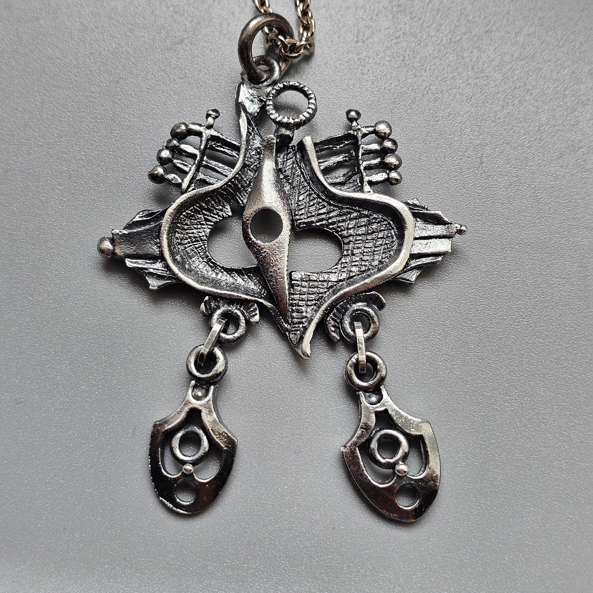 Vintage 1970s Juhani Vuorisalmi Finnish Pewter Modernist Pendant Necklace