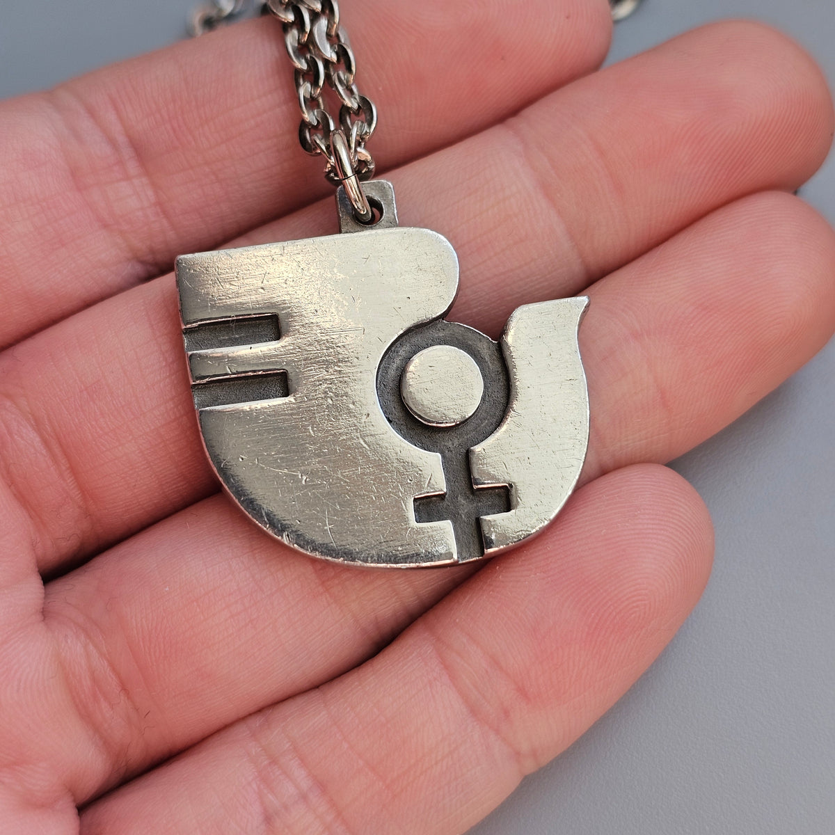 Vintage Jørgen Jensen Danish Pewter Equality UNIFEM Pendant Necklace