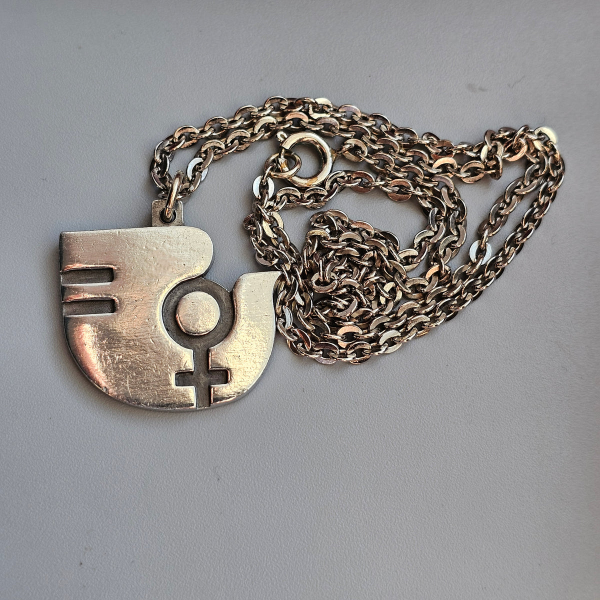 Vintage Jørgen Jensen Danish Pewter Equality UNIFEM Pendant Necklace