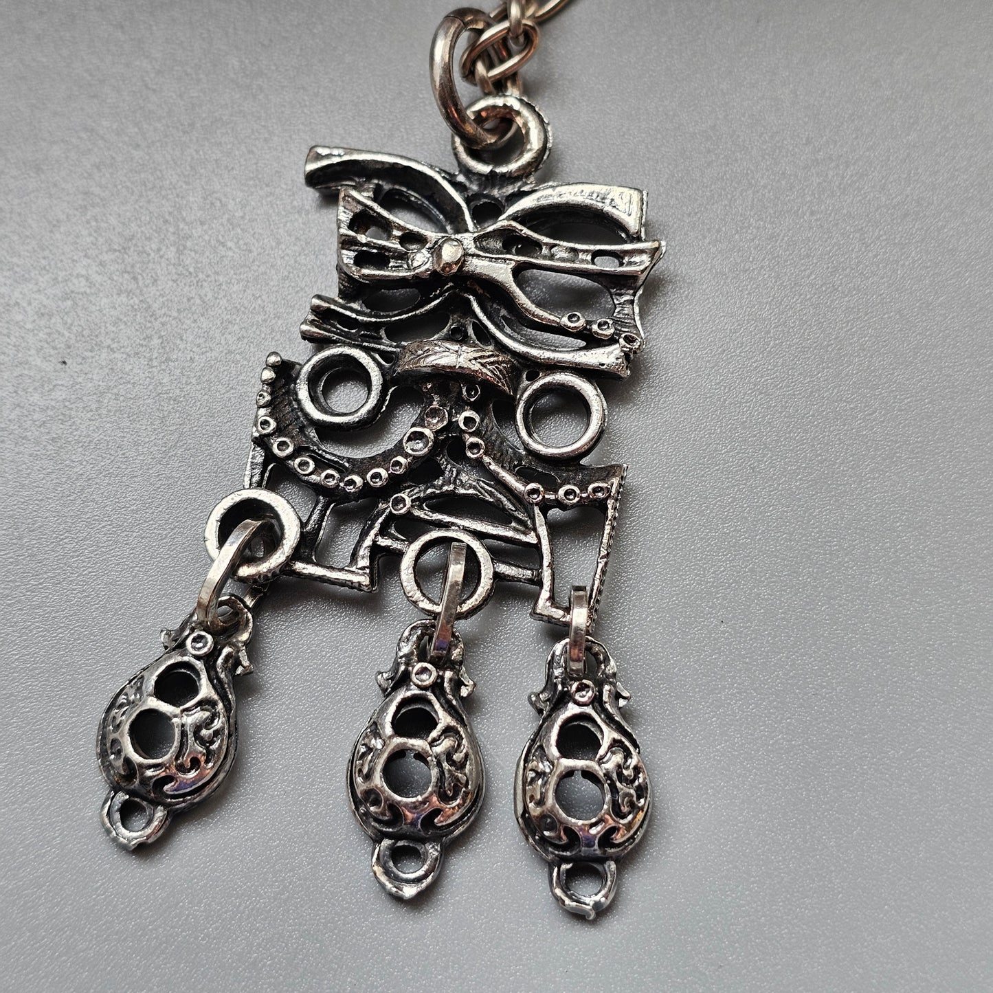 Vintage 1970s Juhani Vuorisalmi Finnish Pewter Dangle Pendant Necklace