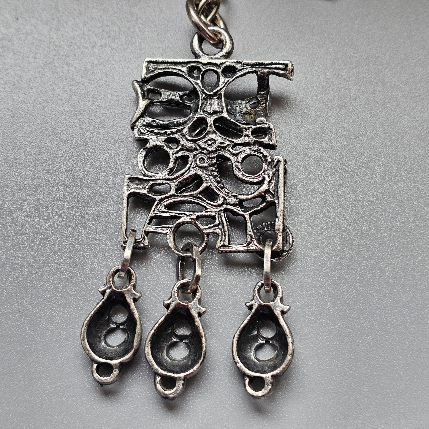 Vintage 1970s Juhani Vuorisalmi Finnish Pewter Dangle Pendant Necklace