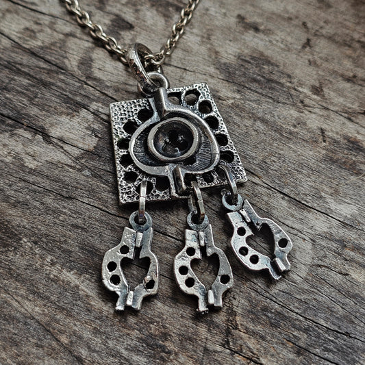 Vintage 1970s Juhani Vuorisalmi Finnish Pewter Geometric Pendant Necklace
