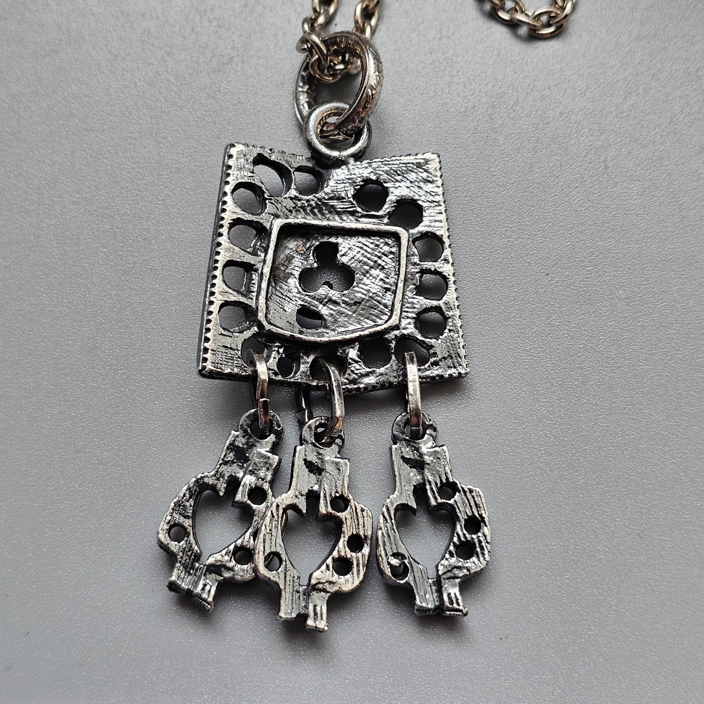 Vintage 1970s Juhani Vuorisalmi Finnish Pewter Geometric Pendant Necklace