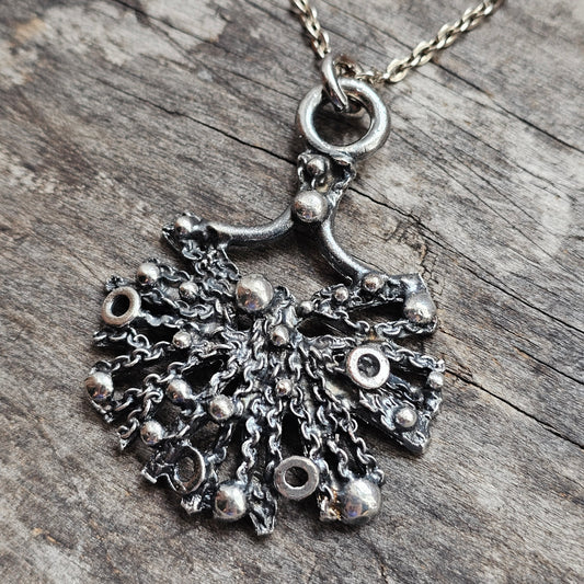 Vintage 1970s Tapani Vanhatalo Finnish Pewter Modernist Brutalist Pendant Necklace