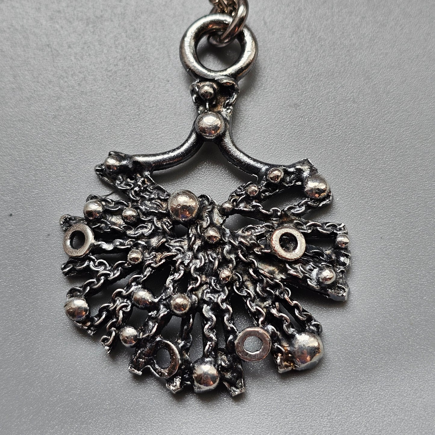 Vintage 1970s Tapani Vanhatalo Finnish Pewter Modernist Brutalist Pendant Necklace