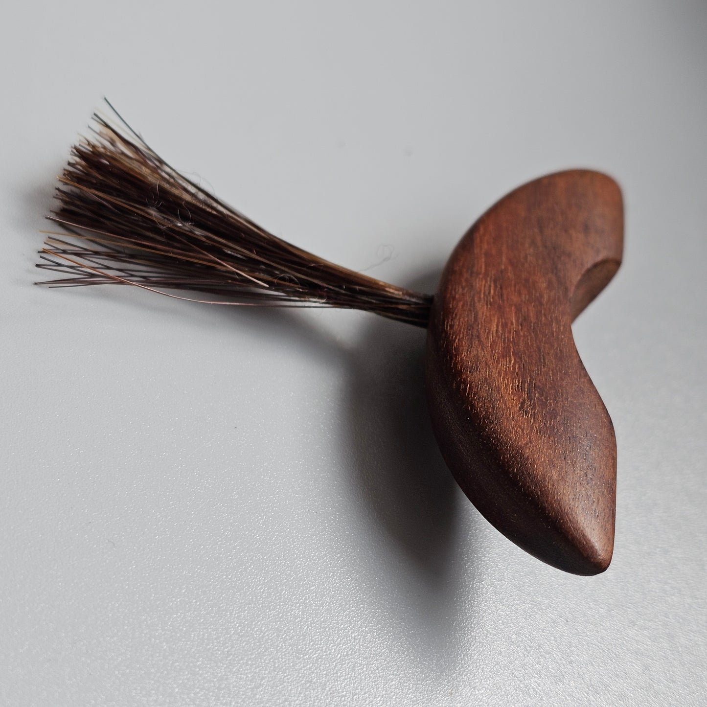 Vintage Mid Century Modern Teak Wood Horsehair Tassel Brooch