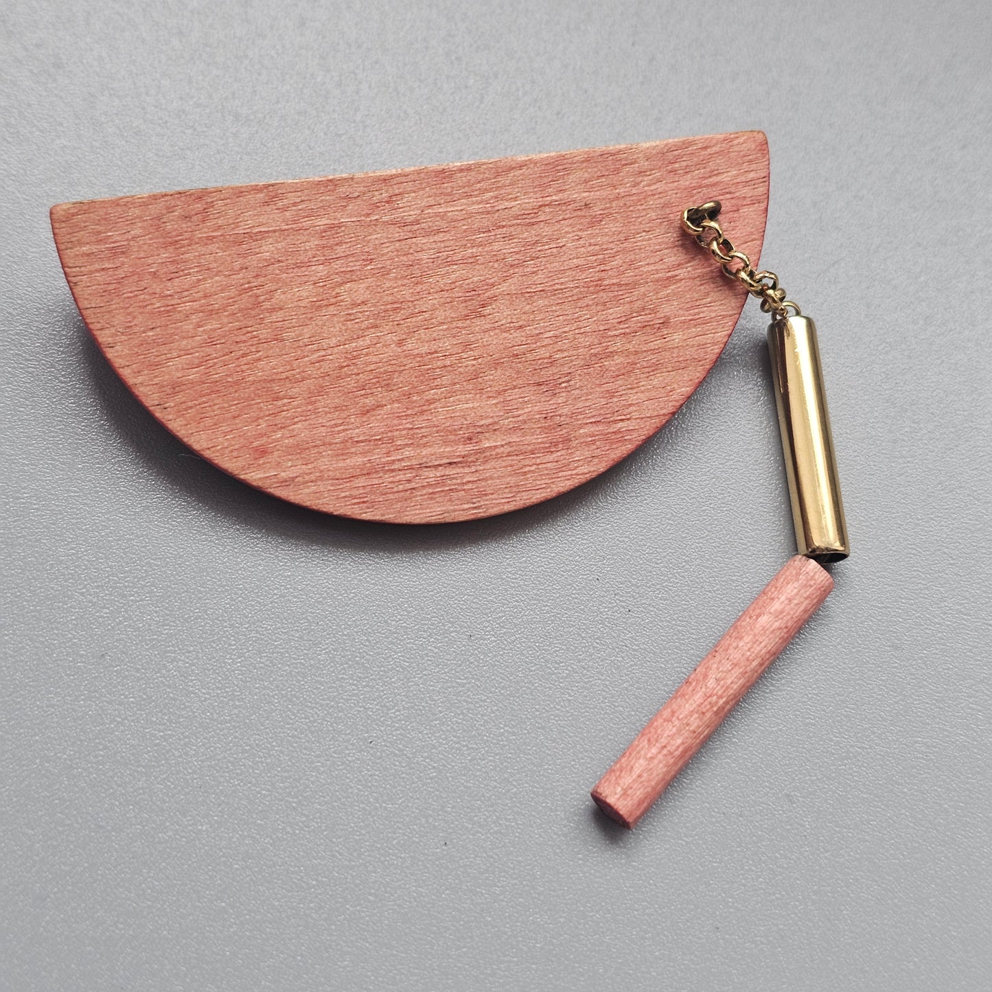 Vintage Aarikka Heiluri Pendulum Pale Orange Wooden Brooch Finland