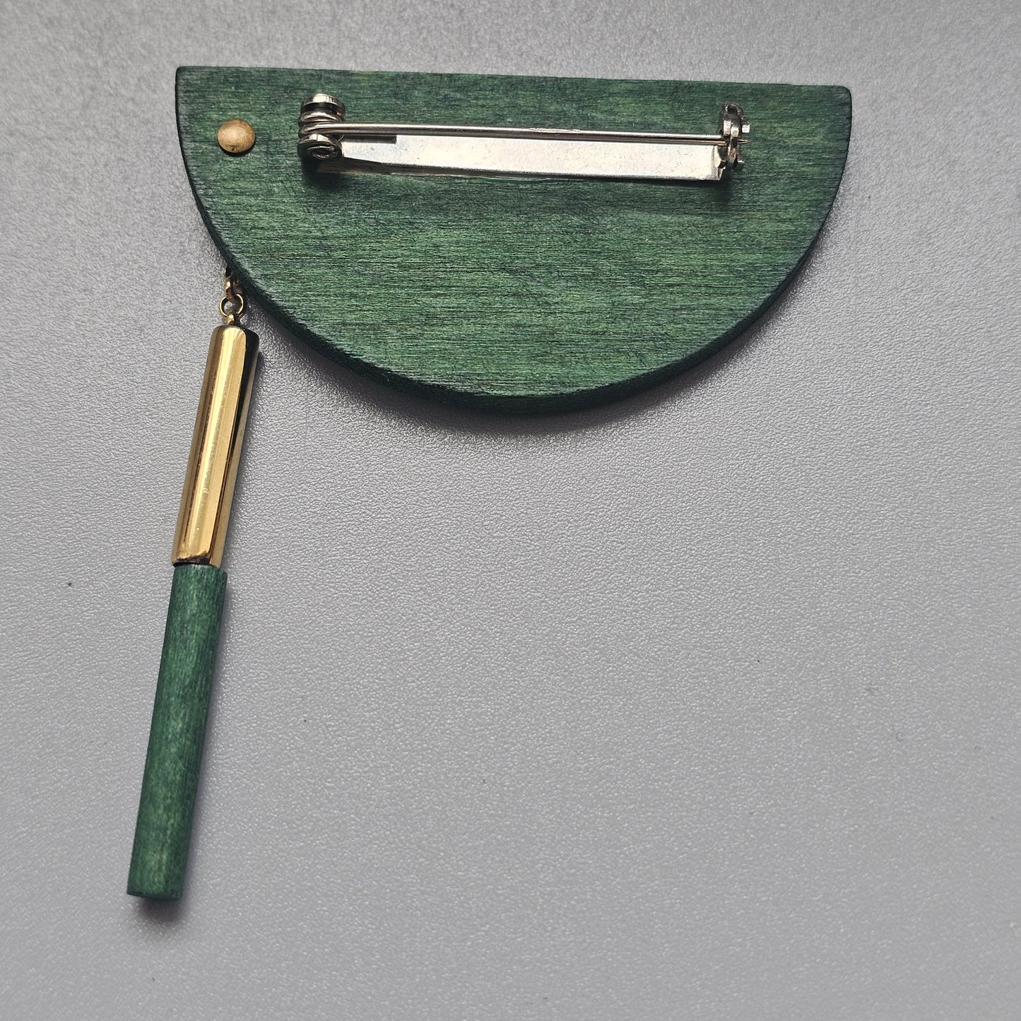 Vintage Aarikka Heiluri Pendulum Green Wooden Brooch Finland