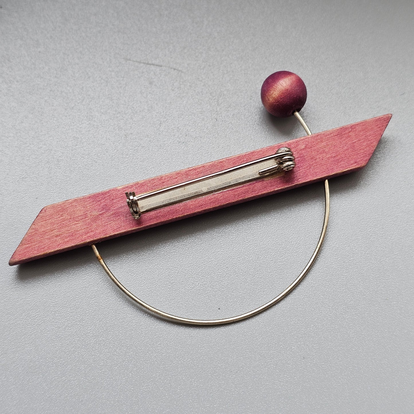 Vintage 1990s Aarikka UFO Purple Wooden Modernist Brooch Finland