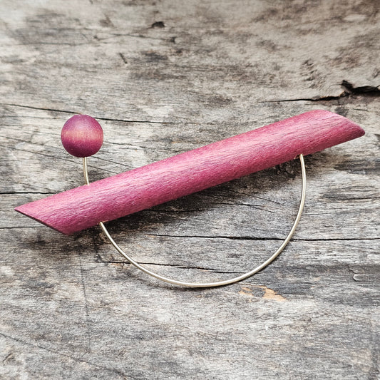 Vintage 1990s Aarikka UFO Purple Wooden Modernist Brooch Finland