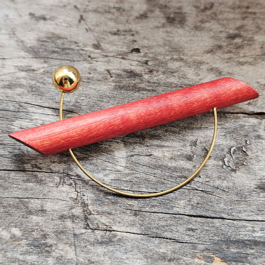 Vintage 1990s Aarikka UFO Red Wooden Modernist Brooch Finland