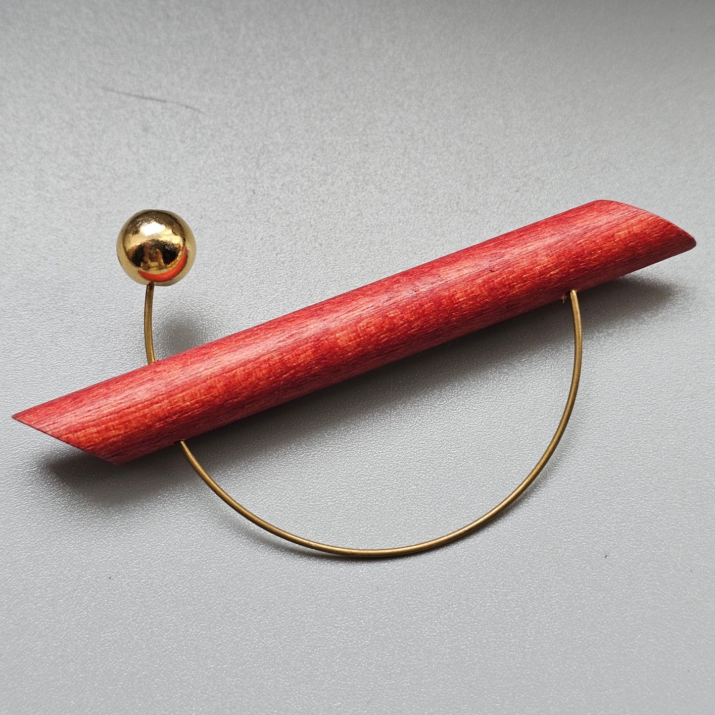 Vintage 1990s Aarikka UFO Red Wooden Modernist Brooch Finland