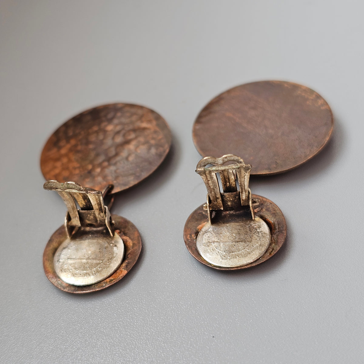 Vintage Finnish 1960s 1970s Copper Modernist Clip On Earrings