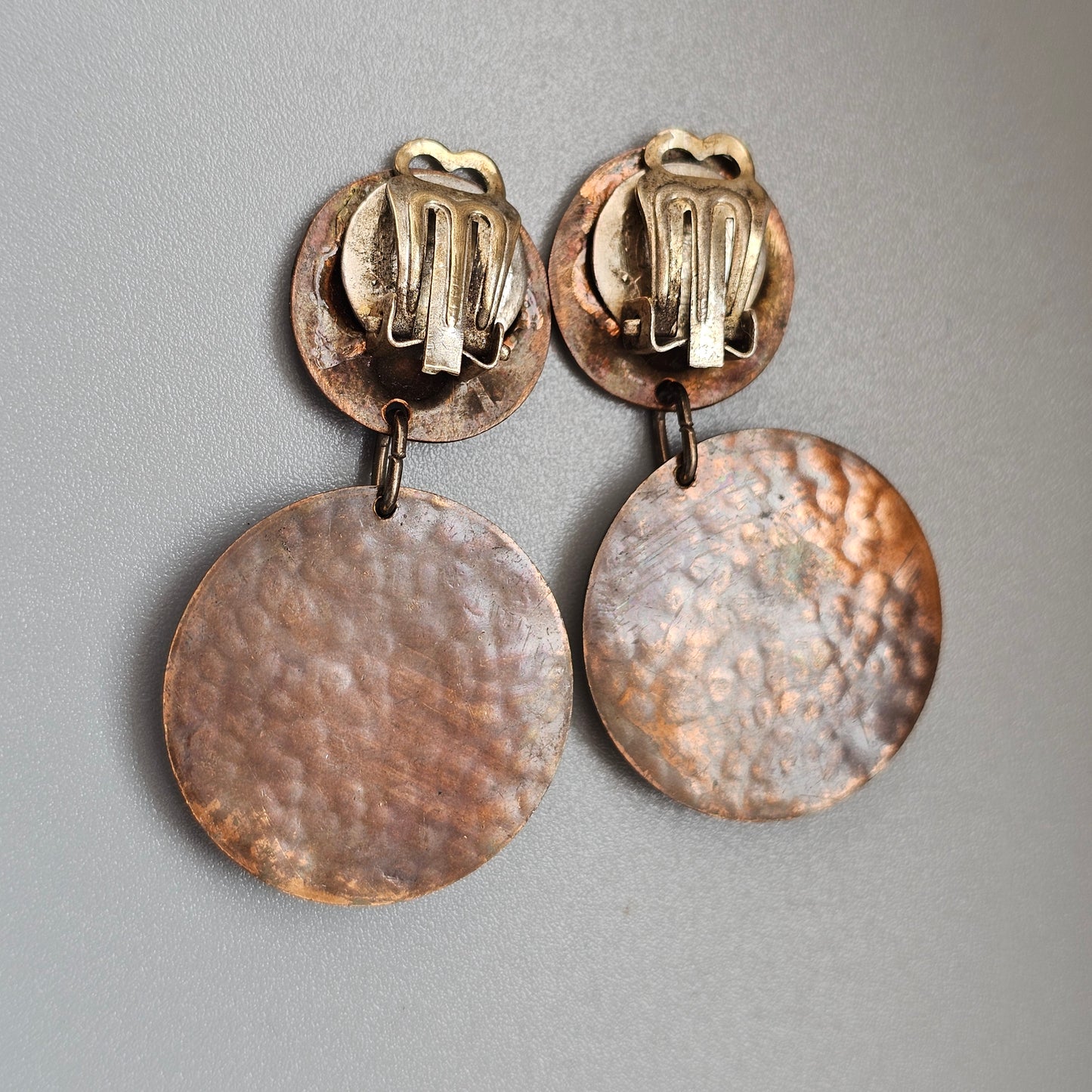 Vintage Finnish 1960s 1970s Copper Modernist Clip On Earrings