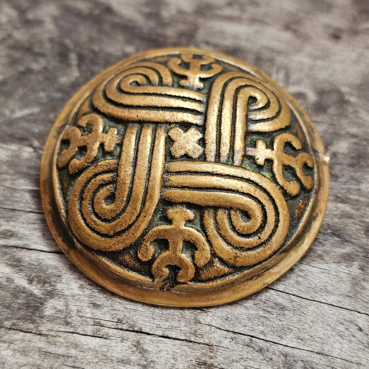 Vintage Kalevala Koru Ancient Hannunvaakuna St Hannes Cross Bronze Brooch Finland