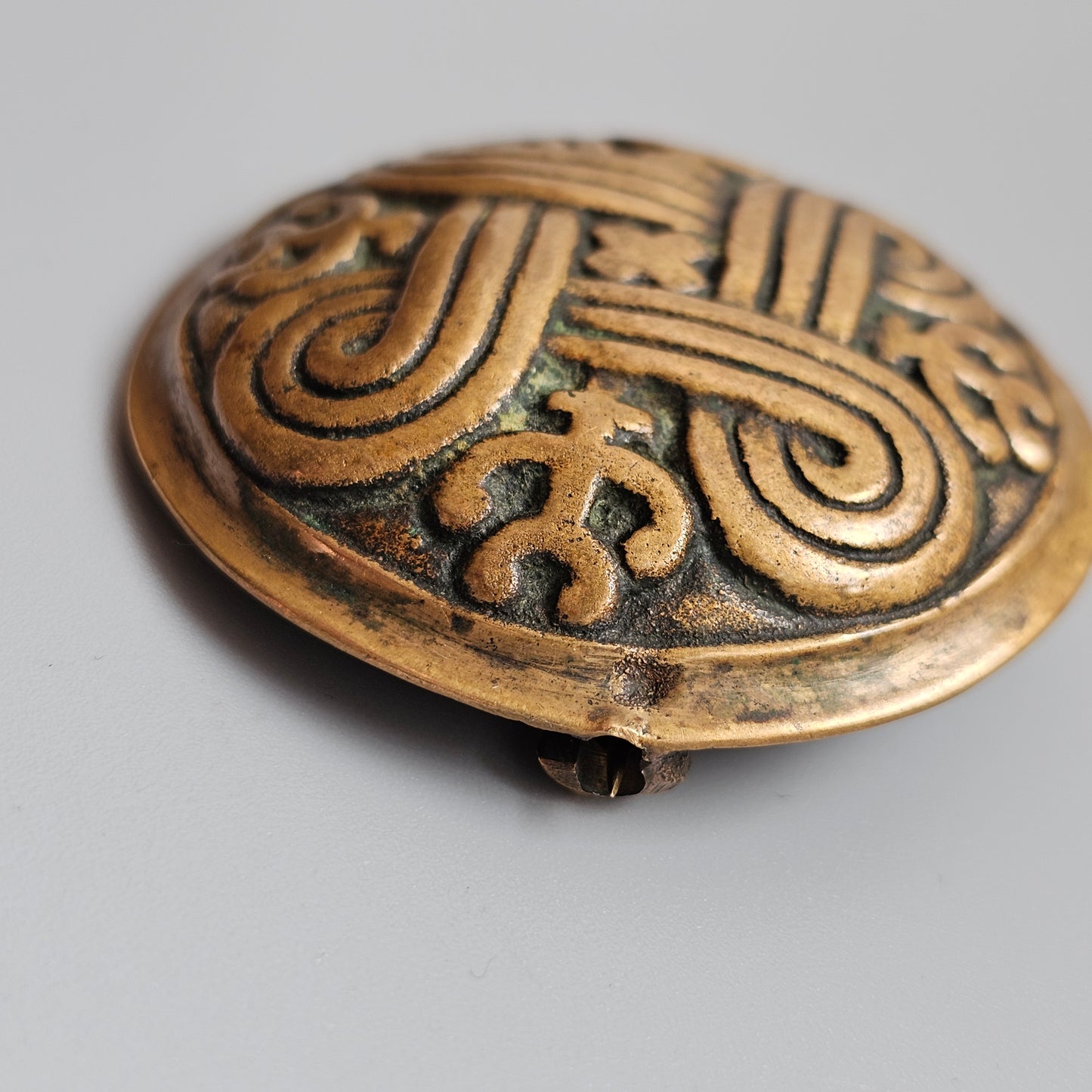 Vintage Kalevala Koru Ancient Hannunvaakuna St Hannes Cross Bronze Brooch Finland