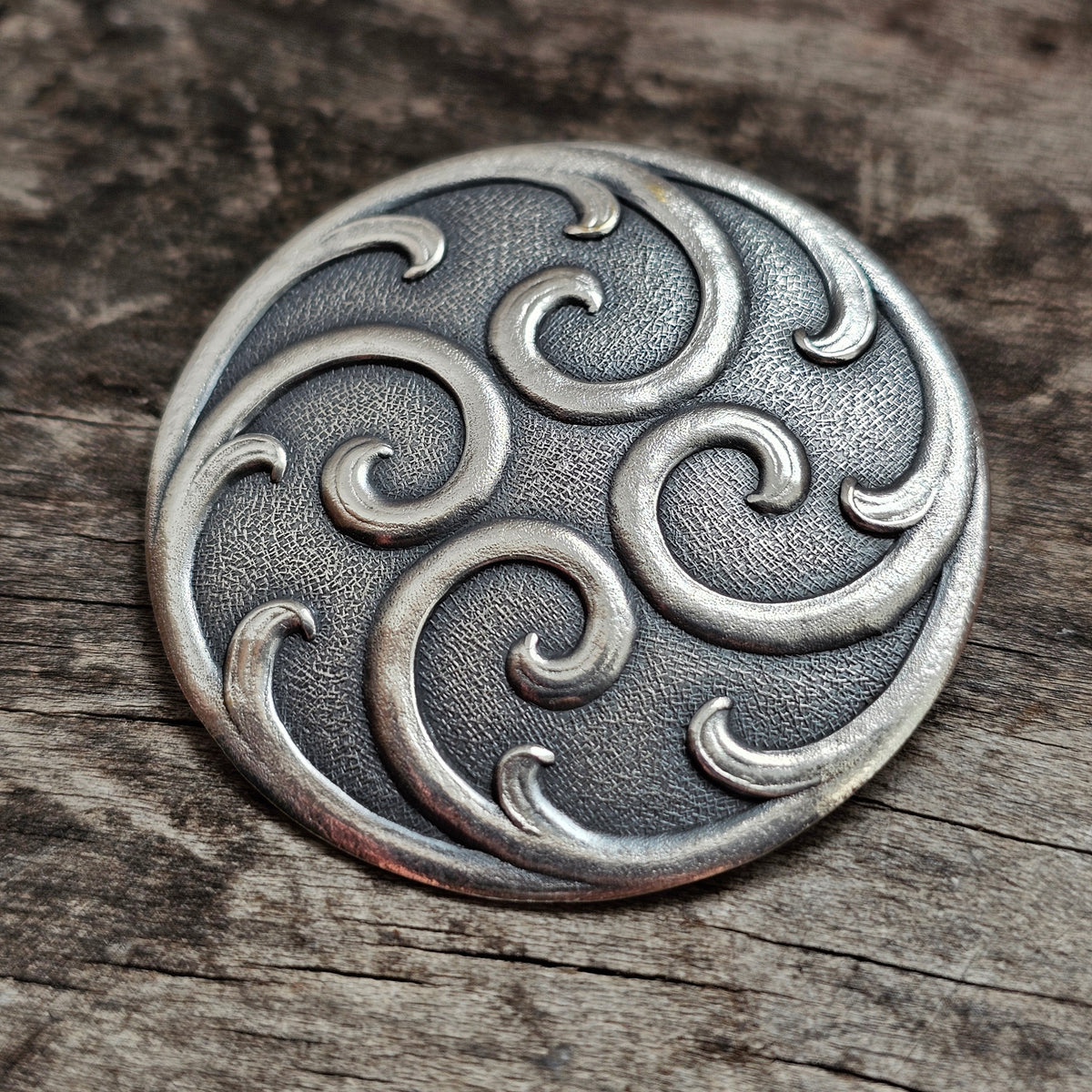 Vintage Art Nouveau Style Nordic Silver Tone Scroll Brooch