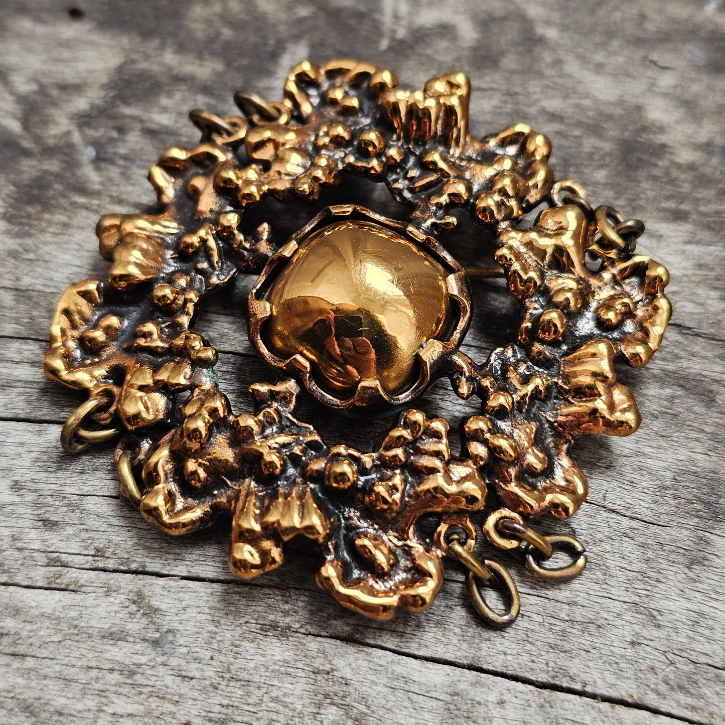 Vintage Finnish Brutalist Bronze Brooch Kaarna Bark by Pentti Sarpaneva 1960s 1970s