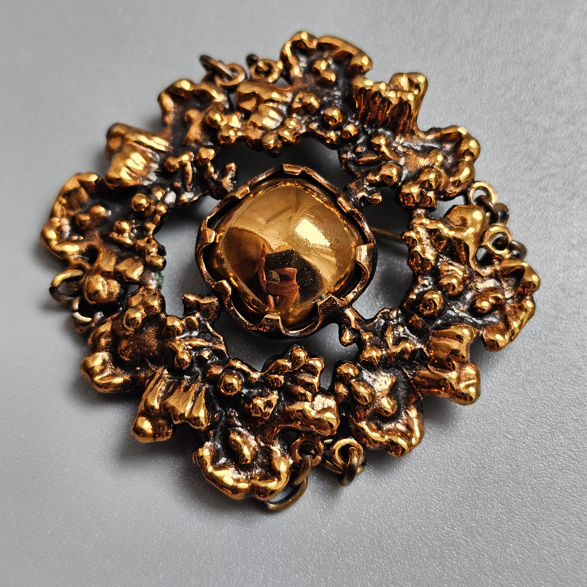 Vintage Finnish Brutalist Bronze Brooch Kaarna Bark by Pentti Sarpaneva 1960s 1970s