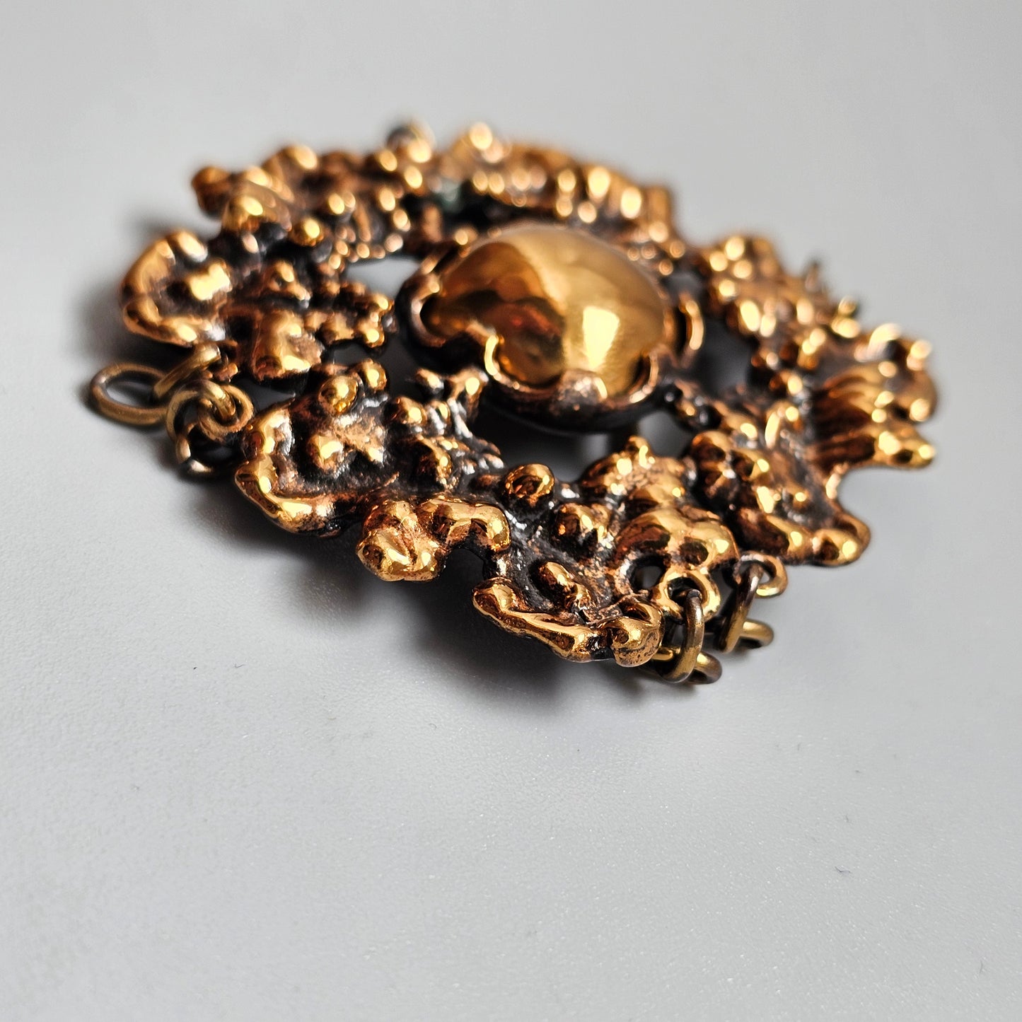 Vintage Finnish Brutalist Bronze Brooch Kaarna Bark by Pentti Sarpaneva 1960s 1970s