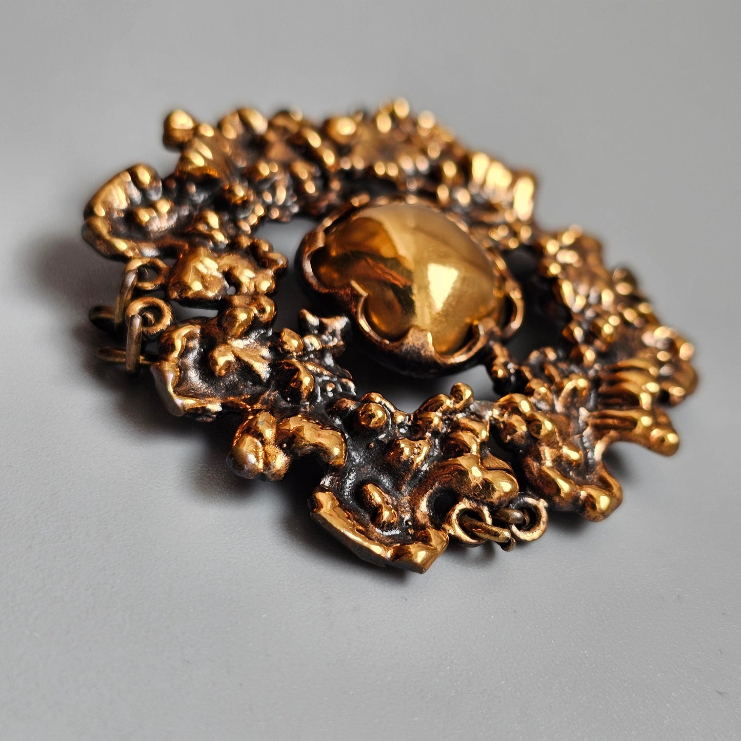 Vintage Finnish Brutalist Bronze Brooch Kaarna Bark by Pentti Sarpaneva 1960s 1970s