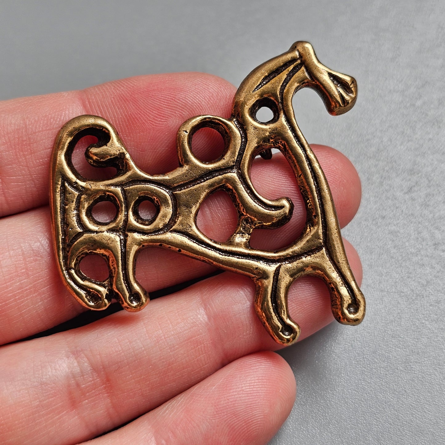 Kalevala Koru Bronze Horse Brooch 12th Century Finnish Crusade Era Design