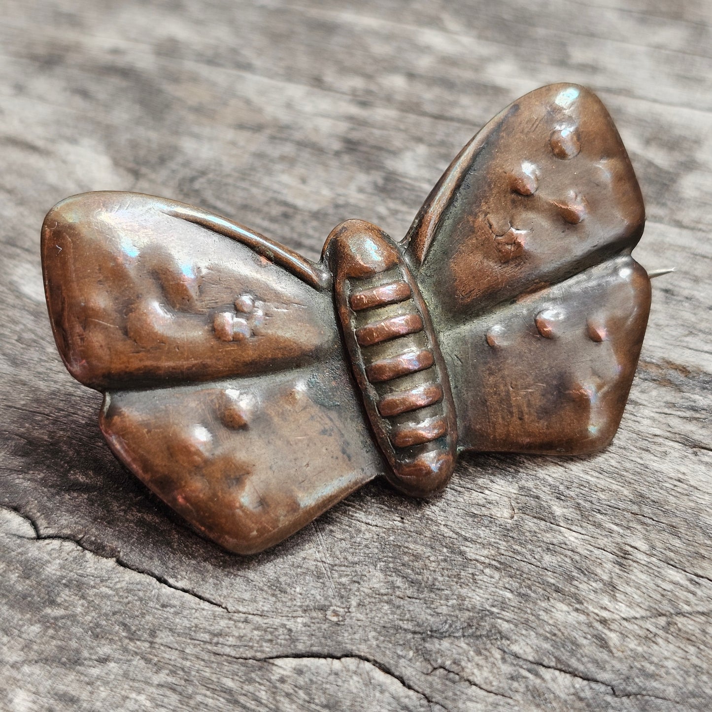 Antique Arts & Crafts Era 1910s Finnish Copper Butterfly Brooch by Allan Helenius